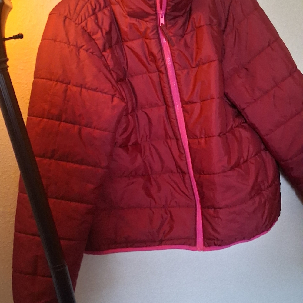 Wild Fable Kids Puffer Jacket in Red and Pink 0338
